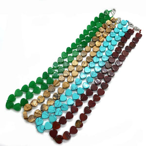 Natural Stone Bead Necklace Pine Crystal Love Healing Chakra Malachite