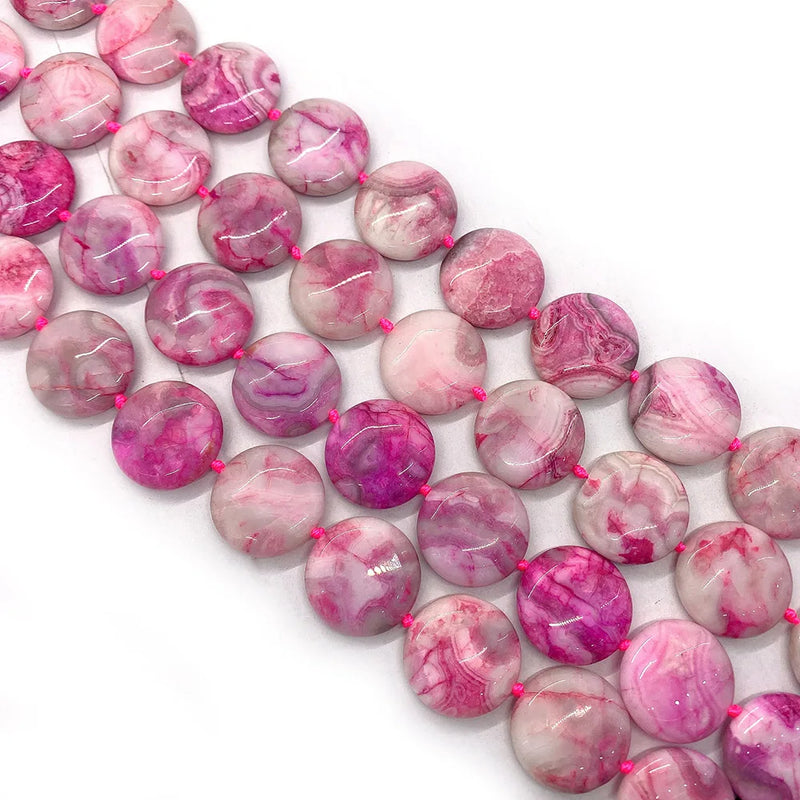 Natural Agate Stone Bead Flat Gasket Loose Needle Thread DIY Jewelry