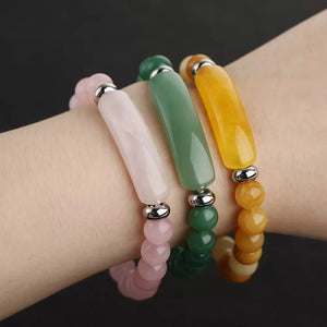 Stone Bead Strand Bracelet Reiki Healing Pink Quartz Aventurine Agates