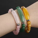 Stone Bead Strand Bracelet Reiki Healing Pink Quartz Aventurine Agates