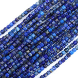 Natural Stone Bead Square Faceted Lapis Lazuli Loose Beads