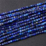 Natural Stone Bead Square Faceted Lapis Lazuli Loose Beads