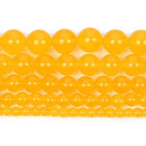 Yellow Chalcedony Charm Round Stone Beads for DIY Bracelet Strand