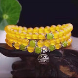 Yellow Chalcedony Jades Round Bracelet 6MM Ladies Jewelry