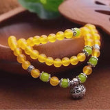 Yellow Chalcedony Jades Round Bracelet 6MM Ladies Jewelry