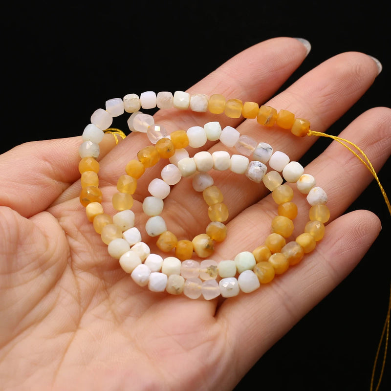 Yellow Jade Faceted Cube Beads for Jewelry Making DIY Bracelet