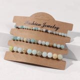Natural Stone Beaded Bracelet Set Agates Howlites Bangle Jewelry