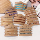 Natural Stone Beaded Bracelet Set Agates Howlites Bangle Jewelry
