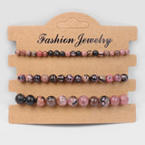 Natural Stone Beaded Bracelet Set Agates Howlites Bangle Jewelry