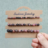 Natural Stone Beaded Bracelet Set Agates Howlites Bangle Jewelry