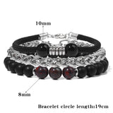 Stone Beaded Bracelet Set Stainless Steel Chain Tiger Eye Glass Bracelets Bangle