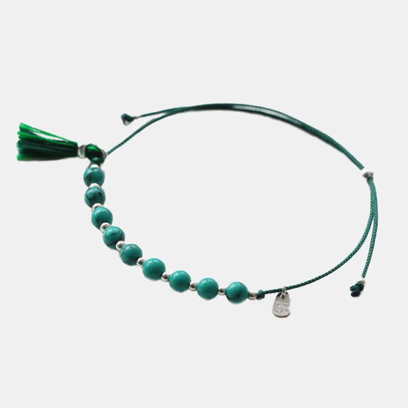Natural Stone Beaded Bracelet Tassel 4mm Spiking Beads Thin Bracelets