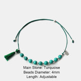 Natural Stone Beaded Bracelet Tassel 4mm Spiking Beads Thin Bracelets