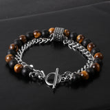 Tiger Eye Hematite Bracelet Stainless Steel Buckle