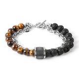Tiger Eye Hematite Bracelet Stainless Steel Buckle