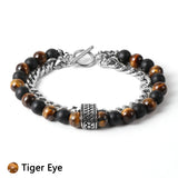 Tiger Eye Hematite Bracelet Stainless Steel Buckle