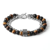 Tiger Eye Hematite Bracelet Stainless Steel Buckle