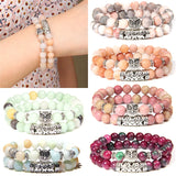 Natural Stone Beaded Bracelets Aventurines Amazonites Owl Charm Bracelets