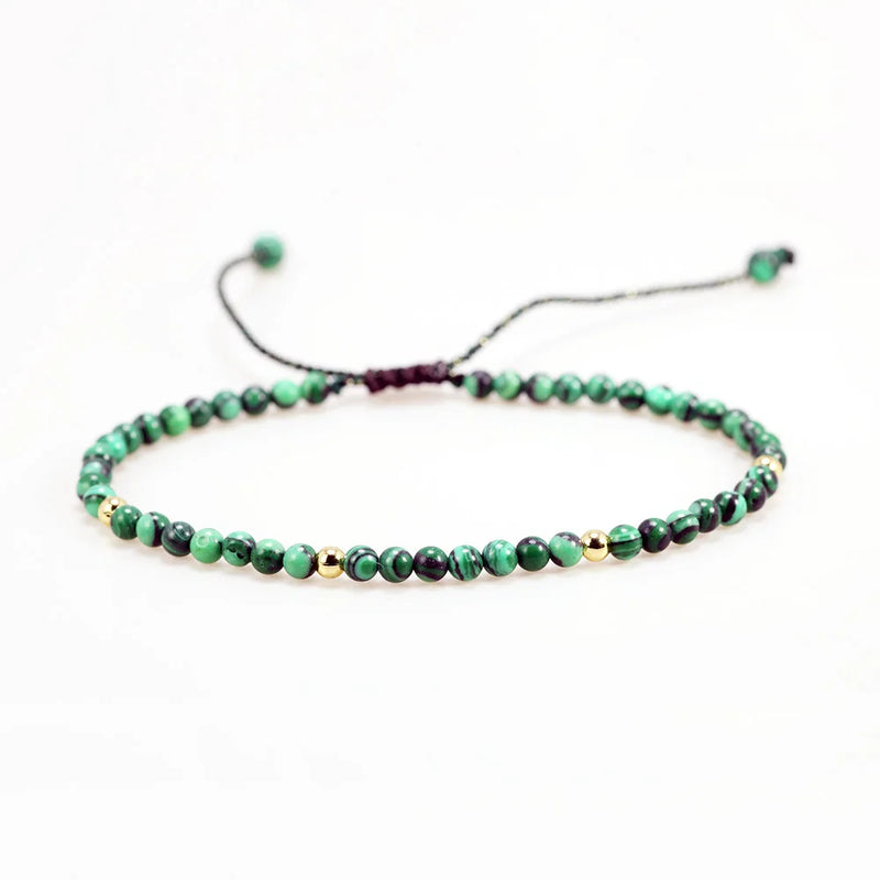 Malachite Beaded Bracelet for Women Adjustable Luck Rope Chain Jewelry