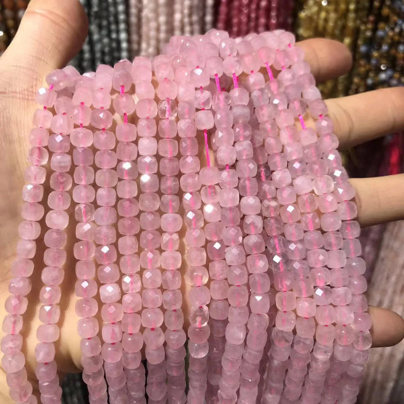 Rose Quartzs Faceted Square Loose Beads 5x5mm