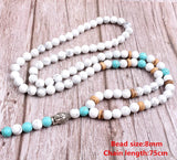Natural Stone Beaded Necklace Long Pendant Jewelry