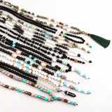Natural Stone Beaded Necklace Long Pendant Jewelry
