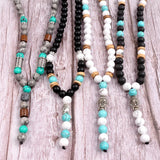 Natural Stone Beaded Necklace Long Pendant Jewelry