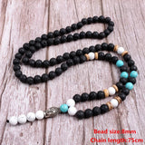 Natural Stone Beaded Necklace Long Pendant Jewelry