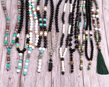 Natural Stone Beaded Necklace Long Pendant Jewelry