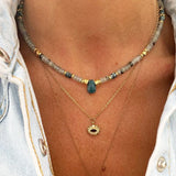Vintage Charm Stone Beaded Necklace Water Drop Pendant Gothic Jewelry