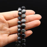 Hawkeye Stone Beaded Round Gemstone Loose Beads for Jewelry Making