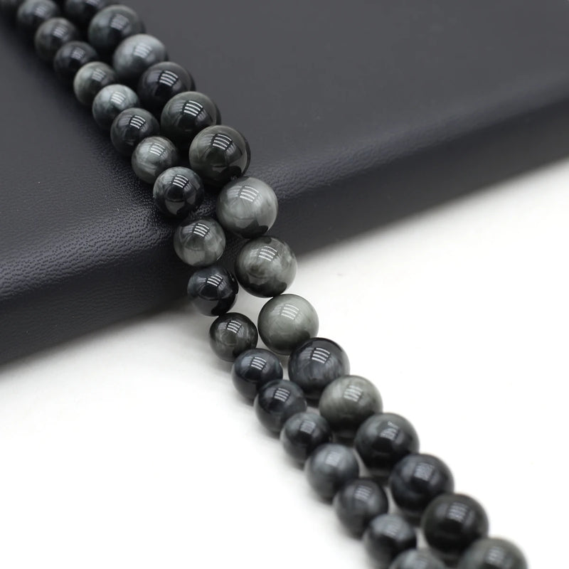Hawkeye Stone Beaded Round Gemstone Loose Beads for Jewelry Making