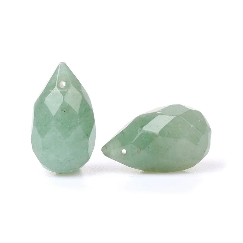 12x20mm Water-drop Crystal Green Aventurine Beads