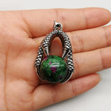16mm Round Epidote Ball Dragon Claw Wrap Pendants Necklace Gothic Jewelry