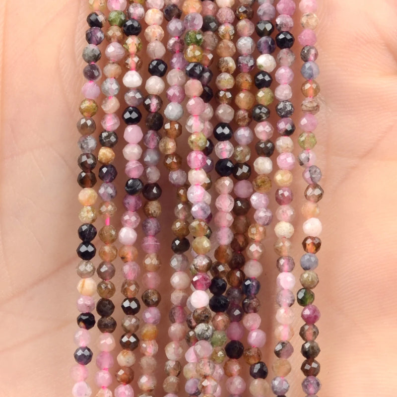2mm 3mm 4mm Faceted Tourmaline Lapis Lazuli Opal Beads 15''