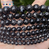 Silk Agates Round Beads 6-12mm Natural Stone 15''