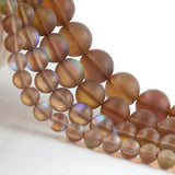 Matte Coffee Stone Beads 6-12mm Austrian Crystals Round Spacer Loose Beads