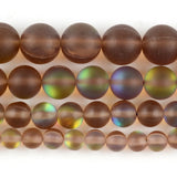 Matte Coffee Stone Beads 6-12mm Austrian Crystals Round Spacer Loose Beads