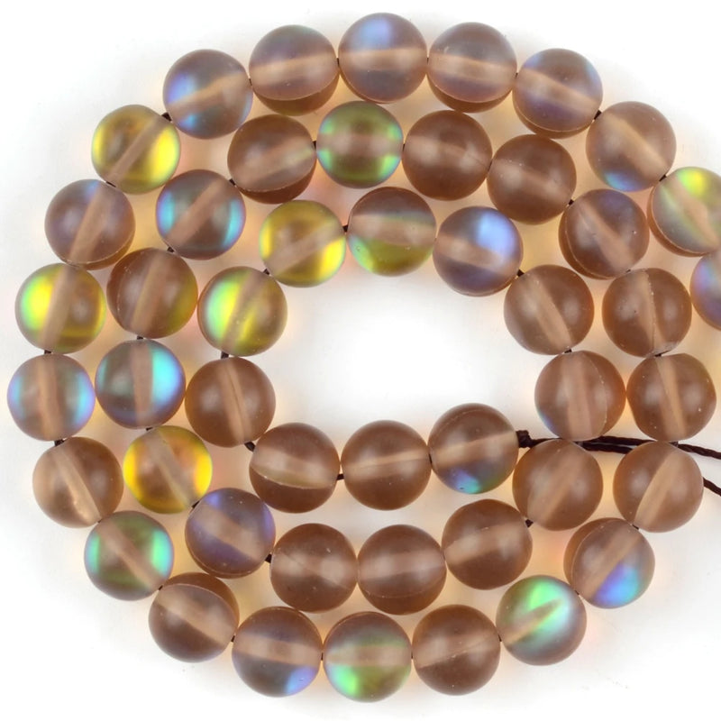 Matte Coffee Stone Beads 6-12mm Austrian Crystals Round Spacer Loose Beads