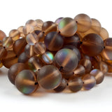 Matte Coffee Stone Beads 6-12mm Austrian Crystals Round Spacer Loose Beads
