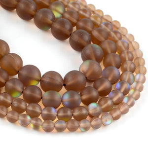 Matte Coffee Stone Beads 6-12mm Austrian Crystals Round Spacer Loose Beads