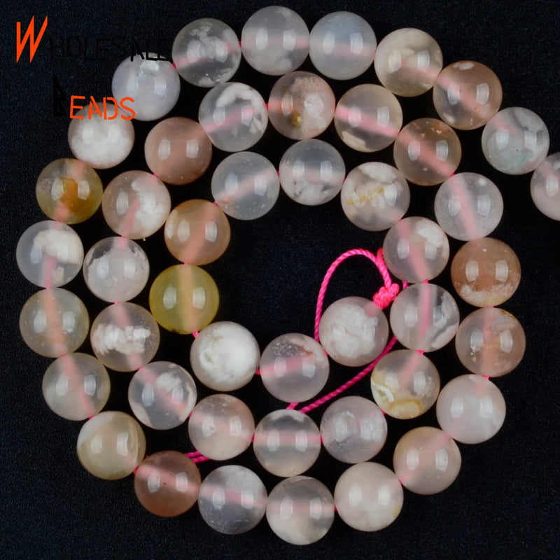 Pink Cherry Agates Round Loose Spacer Beads 15''