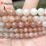 Moonstone Round Spacer Loose Beads For Jewelry Making DIY Bracelet