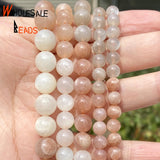 Moonstone Round Spacer Loose Beads For Jewelry Making DIY Bracelet