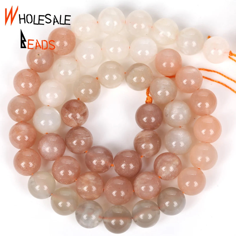 Moonstone Round Spacer Loose Beads For Jewelry Making DIY Bracelet