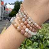 Moonstone Round Spacer Loose Beads For Jewelry Making DIY Bracelet