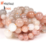 Moonstone Round Spacer Loose Beads For Jewelry Making DIY Bracelet