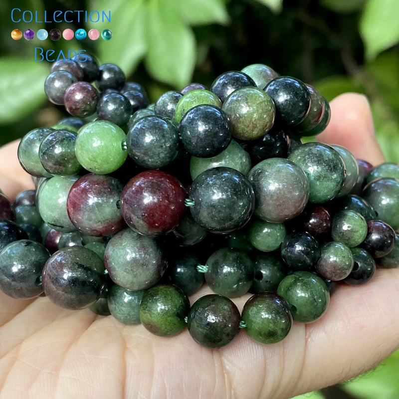 Epidote Zoisite Jades Round Beads 6-10mm Natural Stone 15''