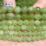 6-10mm Faceted Olive Green Jades Round Stone Beads for DIY Jewelry Making