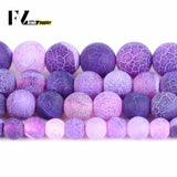 6/8/10mm Purple Weathered Agate Round Beads for Jewelry Making